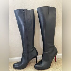 Christian LOUBOUTIN Kate Botta 85 black leather knee-high boots